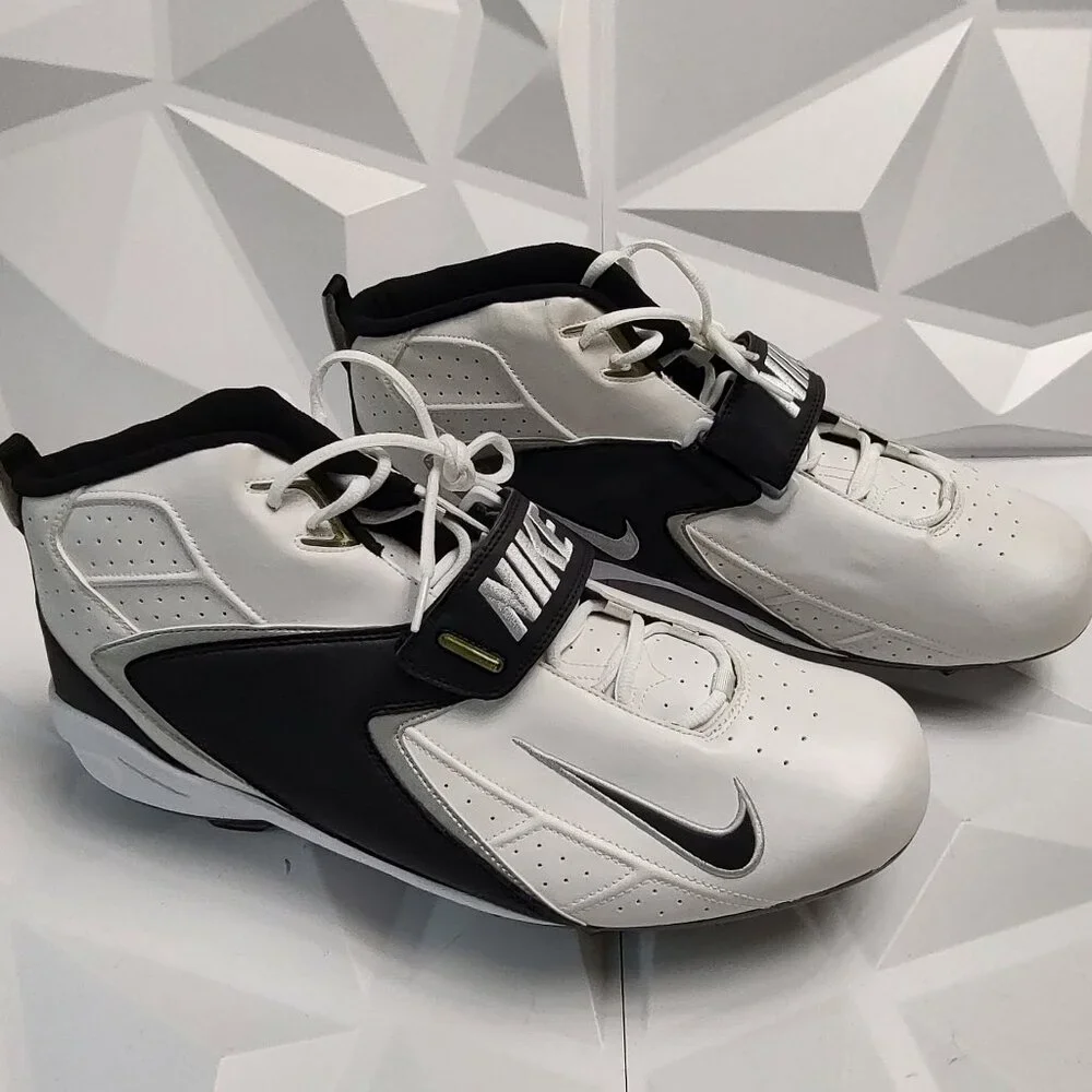 Nike Men's Football Cleats 18 White Black Shoe Lacrosse Air Zoom Boss Shark - Picture 6 of 11